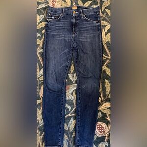MOTHER High Waisted Looker Jeans in Dark Indigo